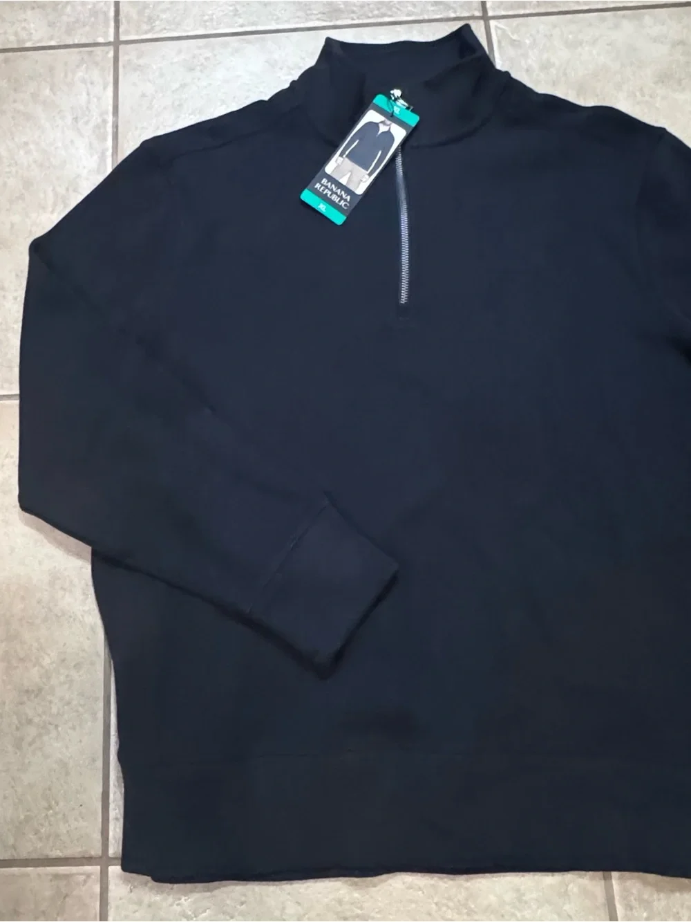 Banana Republic Men's Black Half-Zip Mock Neck Sweater